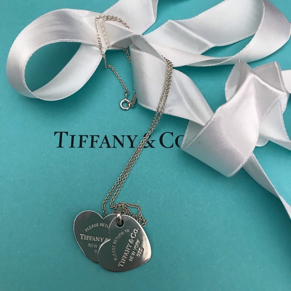 Retired Large Tiffany RTT double heart tag - Picture 1 of 15